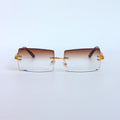 Brown-Gradient-6950-Rectangular-Rimless-Threepiece-Sunglasses