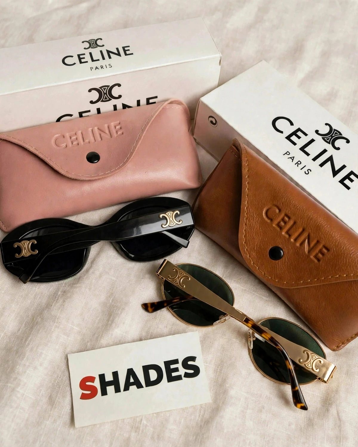 Women's Trendy Celine Shades Bundle - Celine Logo Engraved on Both Shades