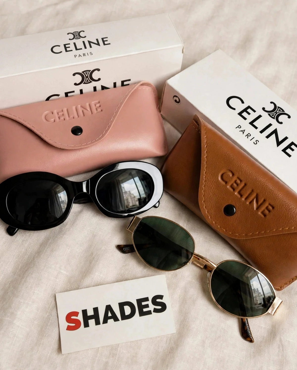 Women's Trendy Celine Shades Bundle - Celine Logo Engraved on Both Shades
